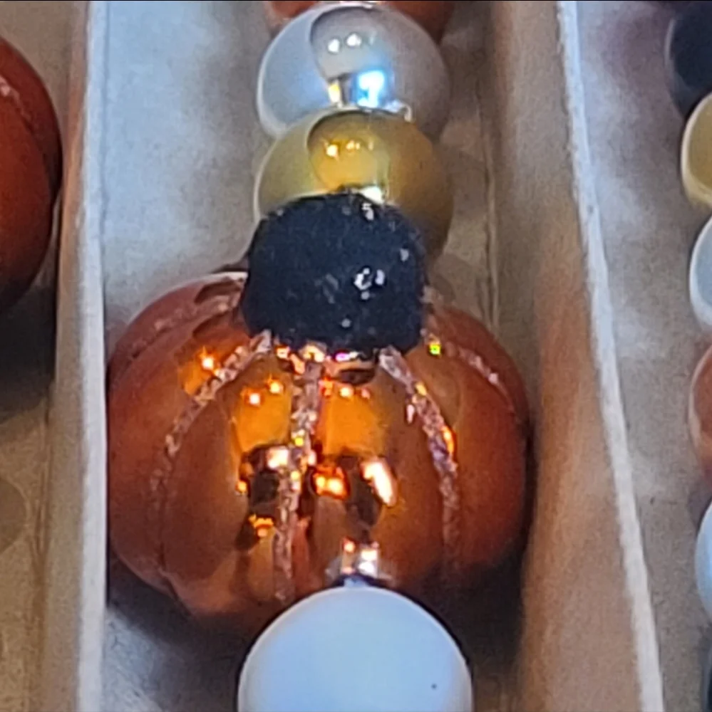 7ft Radko Shiny Brite Vintage / Retro Style Glass Pumpkin Halloween Tree Garland